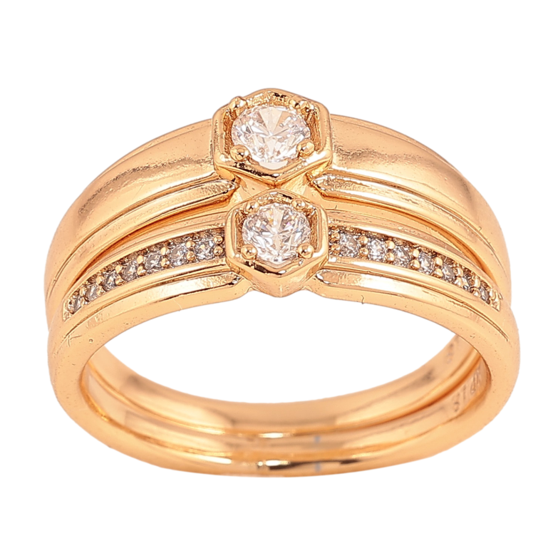 Кольцо Xuping цвет Позолота 18K "Двойное с кристаллами" фото №3