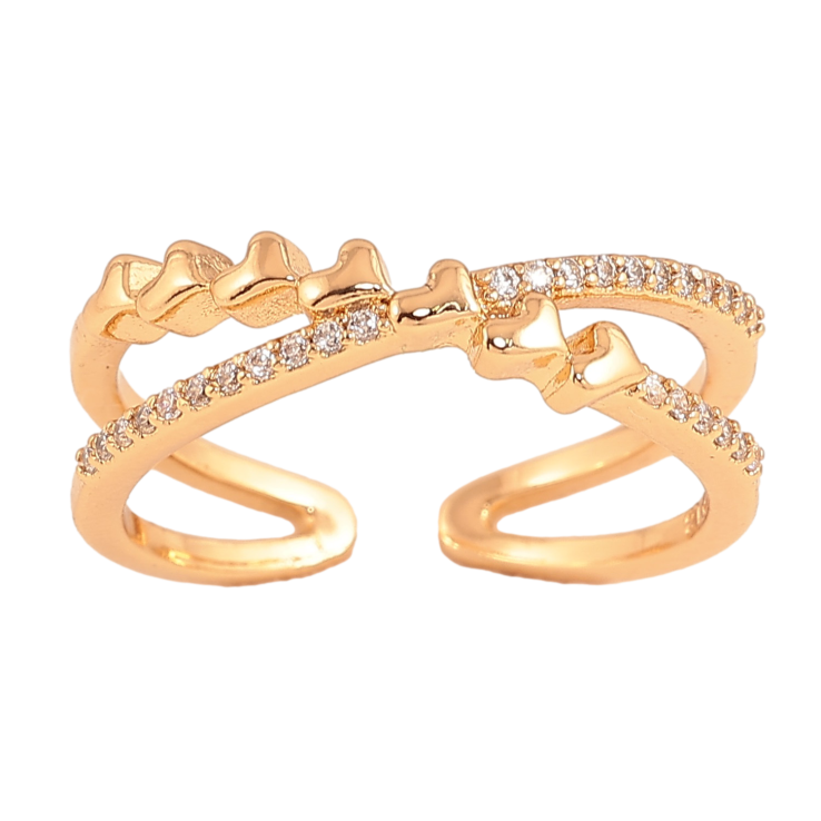 Каблучка Xuping колір Позолота 18K "Візерунок з сердечками і кристалами" фото №16 Каблучка Xuping колір Позолота 18K "Візерунок з сердечками і кристалами" фото №16