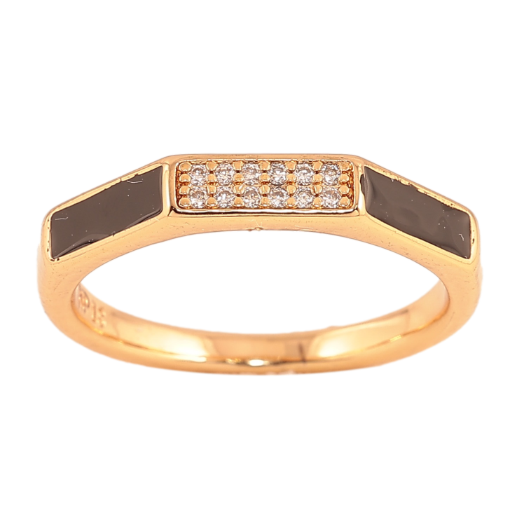 Каблучка Xuping колір Позолота 18K "Візерунок з кристалами і чорною емаллю" фото №7 Каблучка Xuping колір Позолота 18K "Візерунок з кристалами і чорною емаллю" фото №7