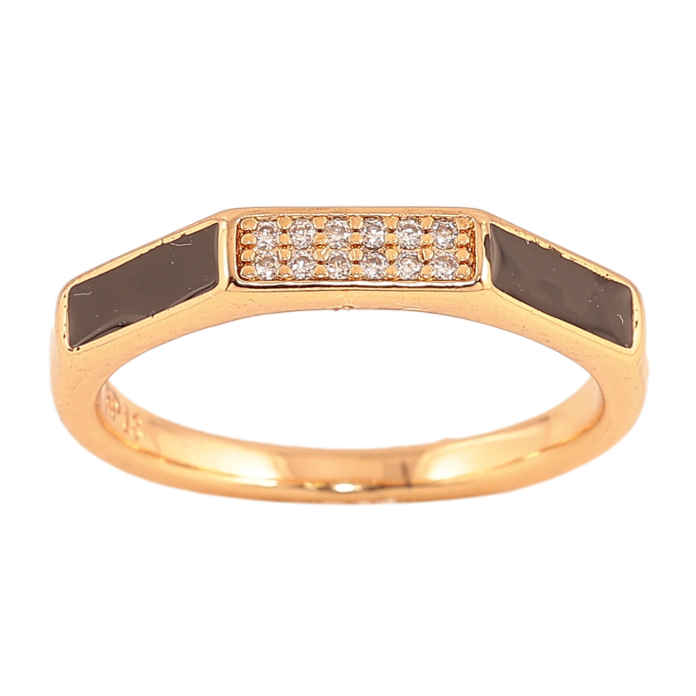 Каблучка Xuping колір Позолота 18K "Візерунок з кристалами і чорною емаллю" фото №1