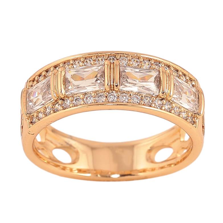 Каблучка Xuping колір Позолота 18K "Візерунок з кристалами" фото №1 Каблучка Xuping колір Позолота 18K "Візерунок з кристалами" фото №1