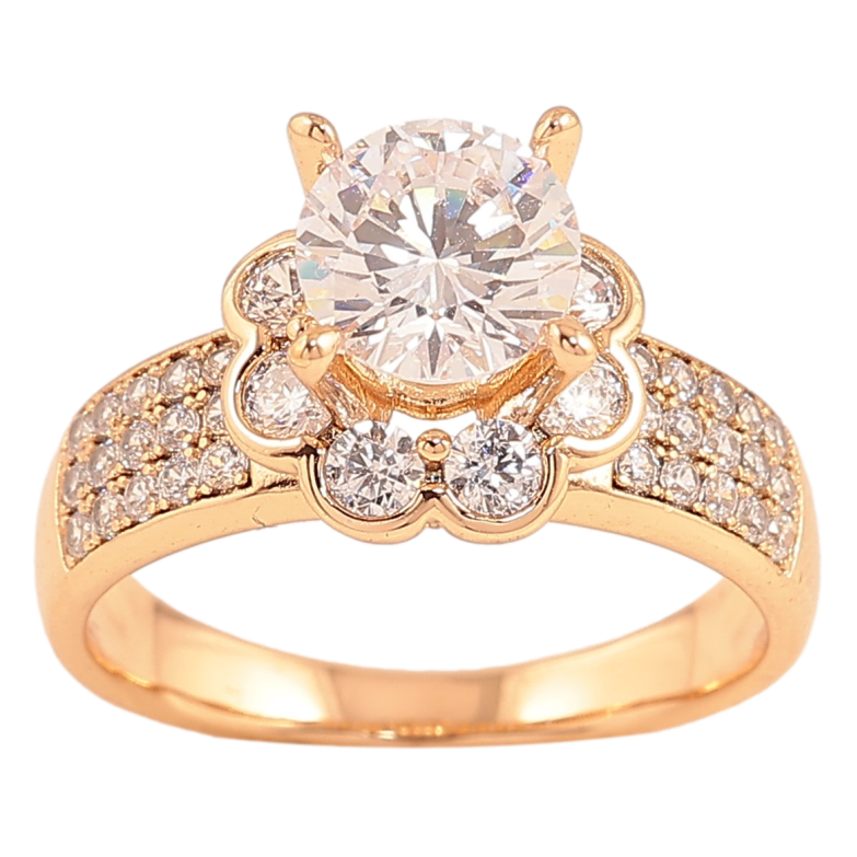 Кольцо Xuping цвет Позолота 18K "Цветок с кристаллами" фото №3