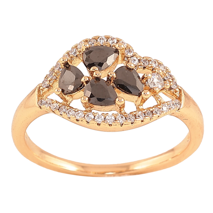 Кольцо Xuping цвет Позолота 18K "Узор с черными кристаллами" фото №1