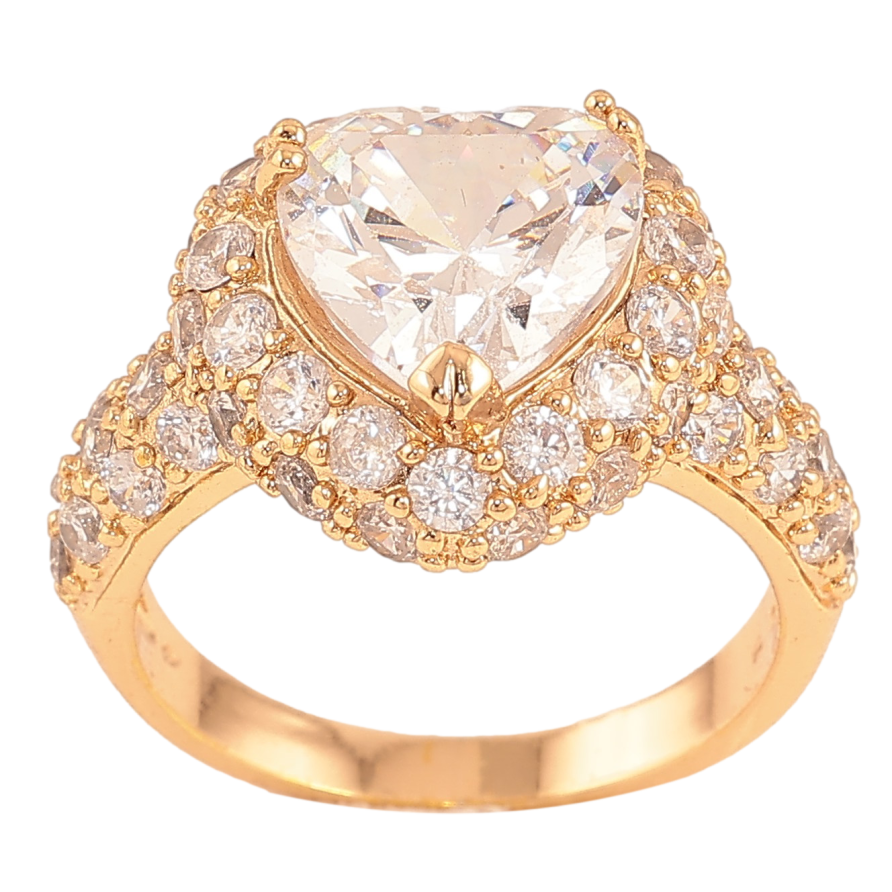 Каблучка Xuping колір Позолота 18K "Сердечко з кристалами" фото №1