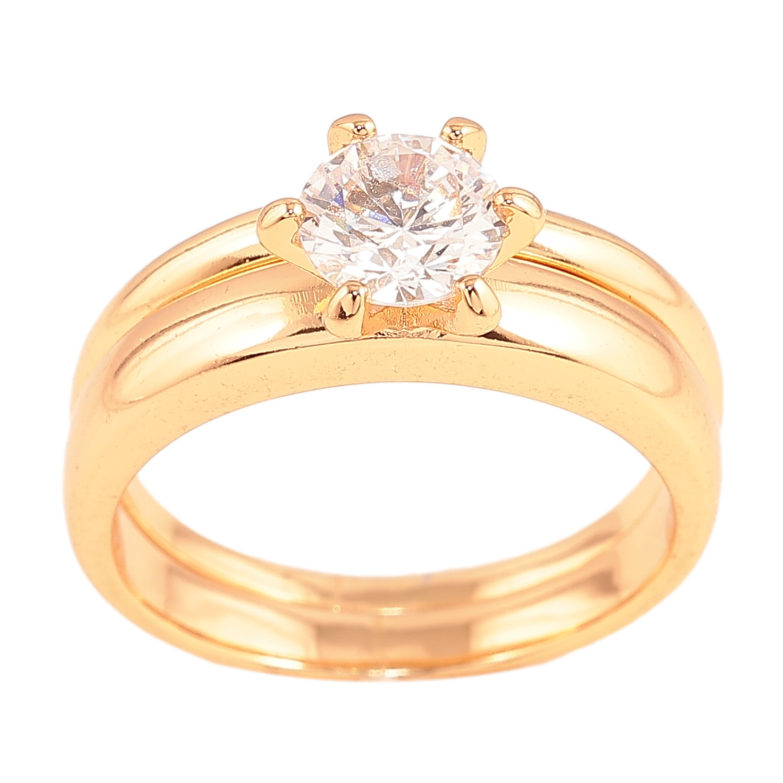 Каблучка Xuping колір Позолота 18K "Подвійне з кристалом" ø 6мм фото №7