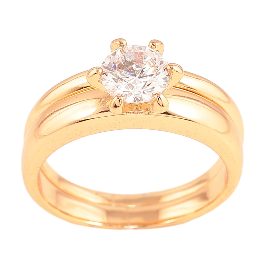 Каблучка Xuping колір Позолота 18K "Подвійне з кристалом" ø 6мм фото №1