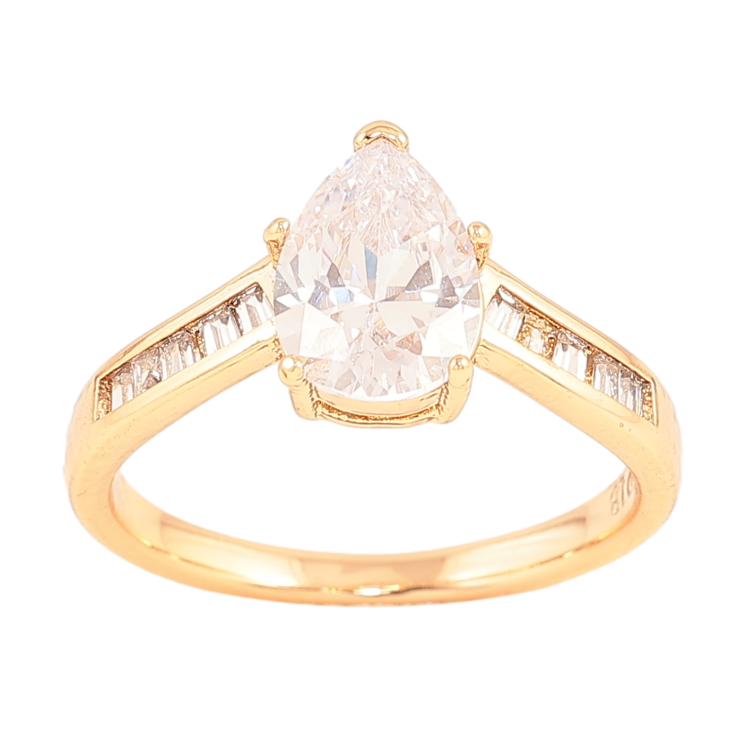 Каблучка Xuping колір Позолота 18K "Кристальна крапля" фото №11