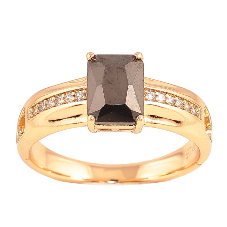 Кольцо Xuping цвет Позолота 18K "Узор с черным кристаллом" фото №12