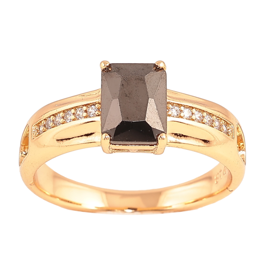 Каблучка Xuping колір Позолота 18K "Візерунок з чорним кристалом" фото №1