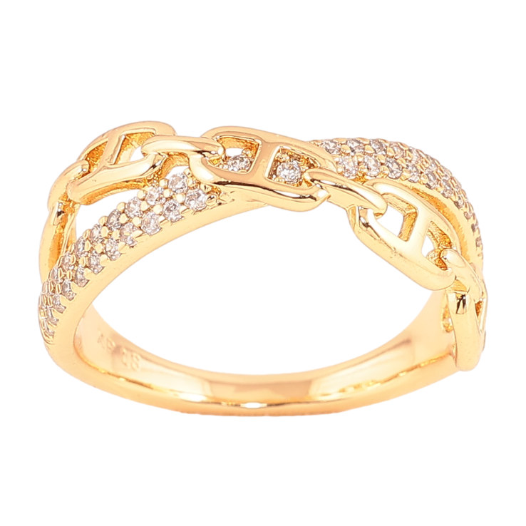 Каблучка Xuping колір Позолота 18K "Візерунок ланцюжок з кристалами" фото №5