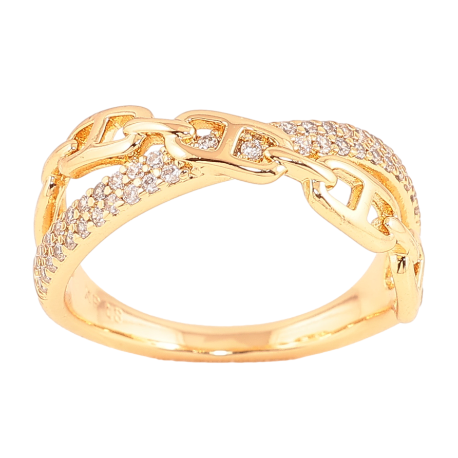 Каблучка Xuping колір Позолота 18K "Візерунок ланцюжок з кристалами" фото №1