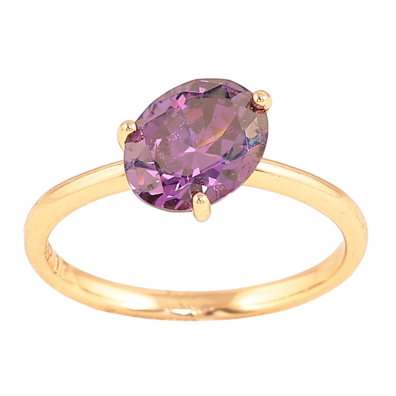 Каблучка Xuping колір Позолота 18K "Бузковий кристал" фото №3