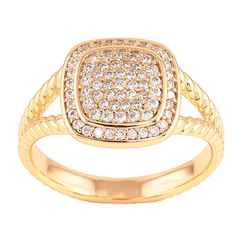 Каблучка Xuping колір Позолота 18K "Візерунок з інкрустацією кристалами" фото №1