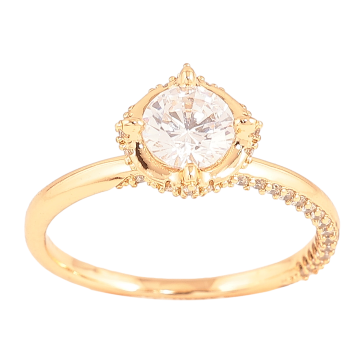 Каблучка Xuping колір Позолота 18K "Кристал у декоративній оправі" фото №8