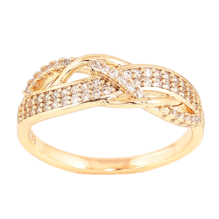 Каблучка Xuping колір Позолота 18K "Візерунок з кристалами" фото №7