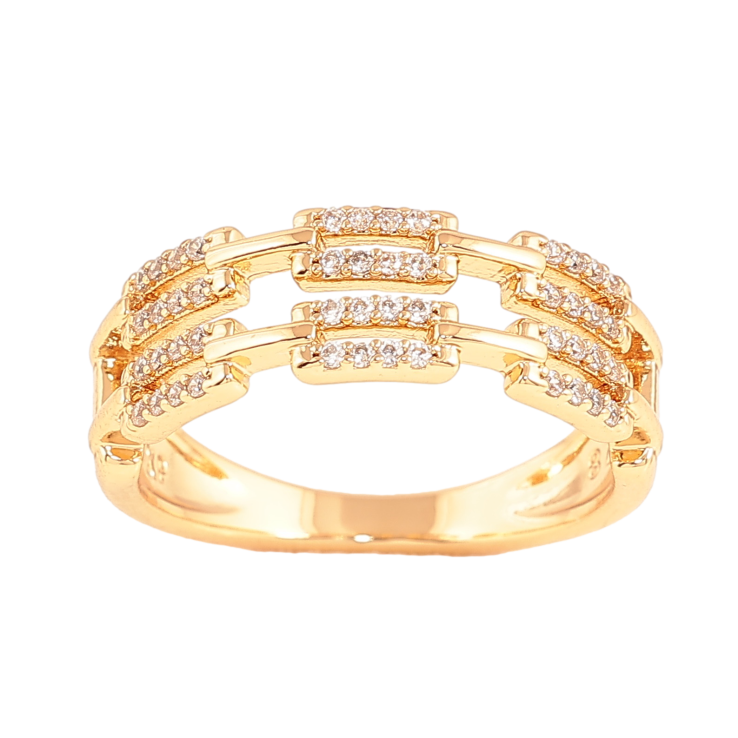 Каблучка Xuping колір Позолота 18K "Візерунок з кристалами" фото №4