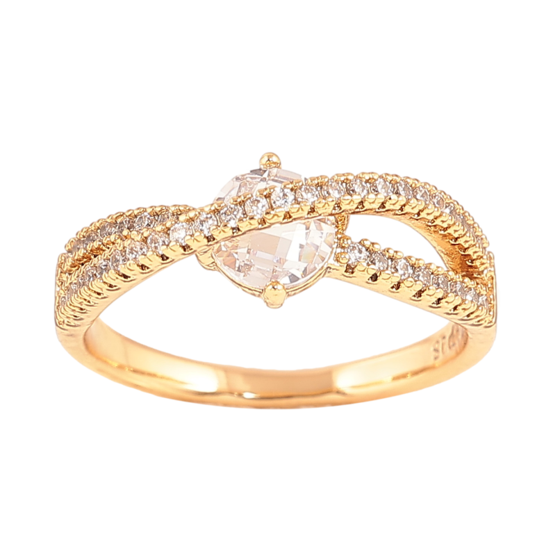 Каблучка Xuping колір Позолота 18K "Візерунок з кристалами" фото №6