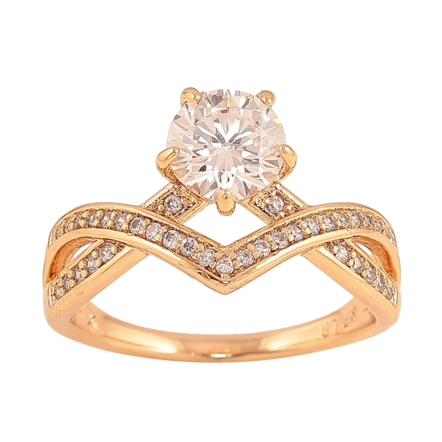 Каблучка Xuping колір Позолота 18K "Візерунок з кристалом" фото №1