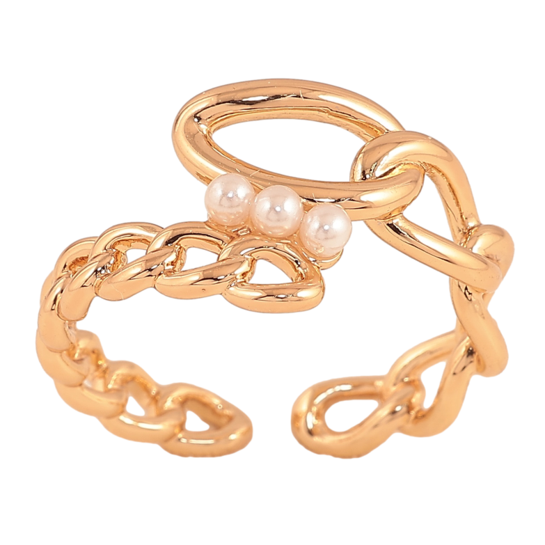 Кольцо Xuping цвет Позолота 18K "Узор цепочка с жемчужинами" фото №1 Кольцо Xuping цвет Позолота 18K "Узор цепочка с жемчужинами" фото №1