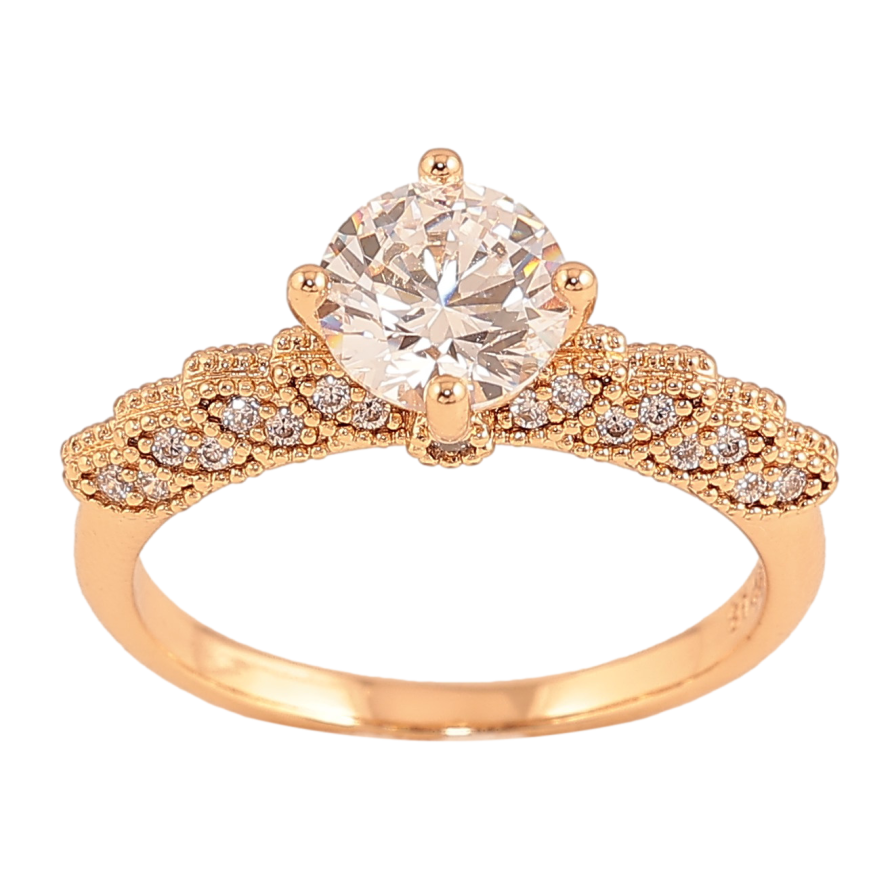 Каблучка Xuping колір Позолота 18K "Візерунок з кристалами" фото №1