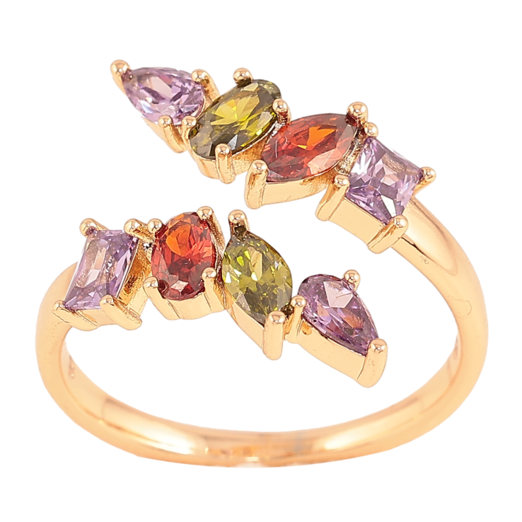 Кольцо Xuping цвет Позолота 18K "Узор с разноцветными кристаллами" фото №6