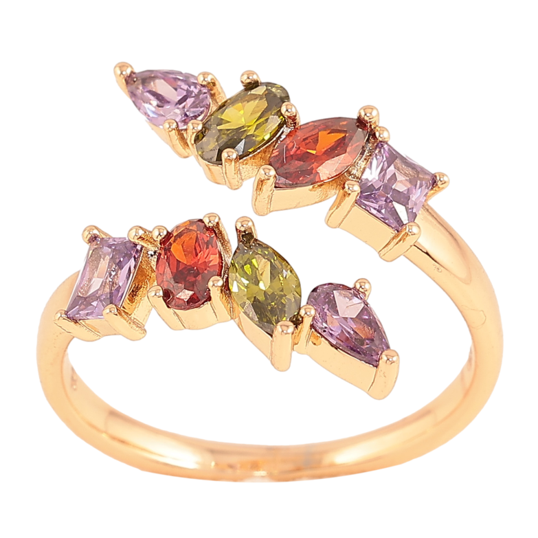 Кольцо Xuping цвет Позолота 18K "Узор с разноцветными кристаллами" фото №1