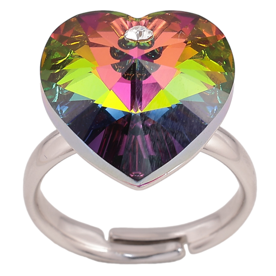 Кольцо Xuping цвет Родий с кр-ми Swarovski "Кристальное сердце Vitrail Medium" фото №1
