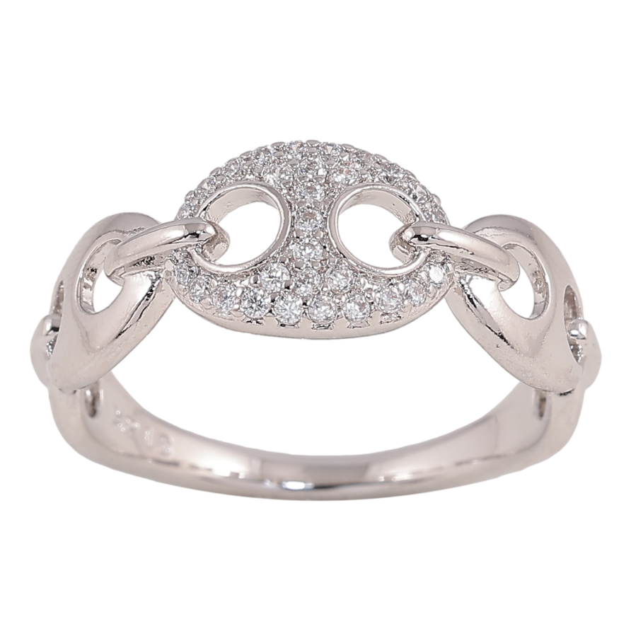 Каблучка Xuping колір Родій "Візерунок з кристалами" фото №1