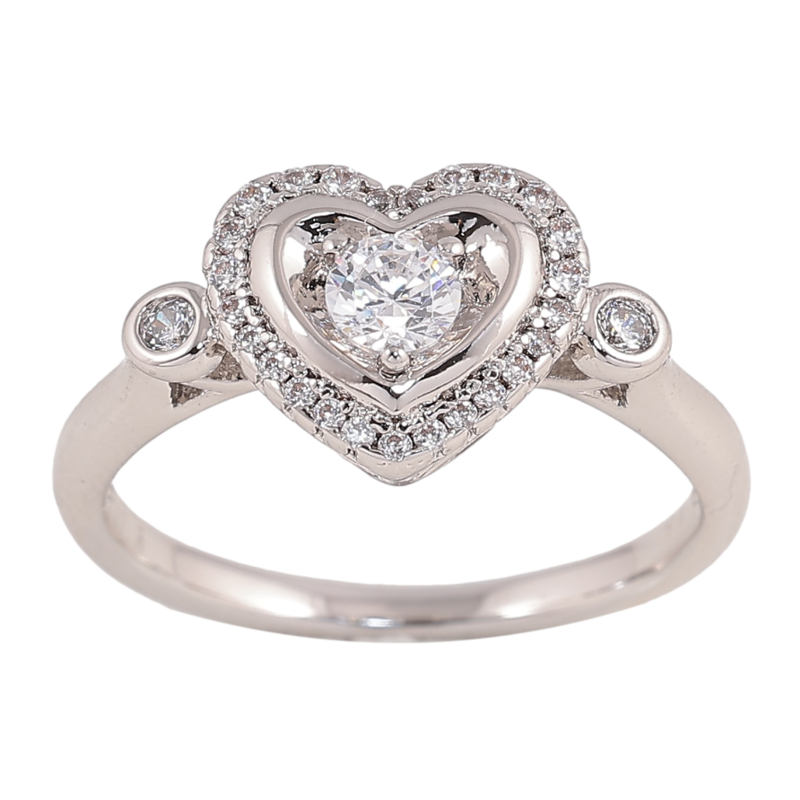 Каблучка Xuping колір Родій "Сердечко з кристалами" фото №1