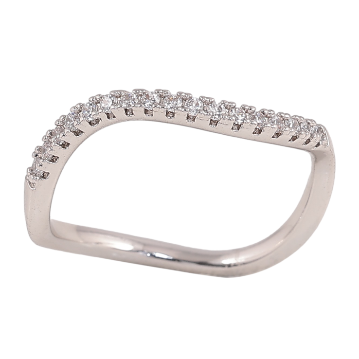 Каблучка Xuping колір Родій "Хвиляста доріжка кристалів" фото №5