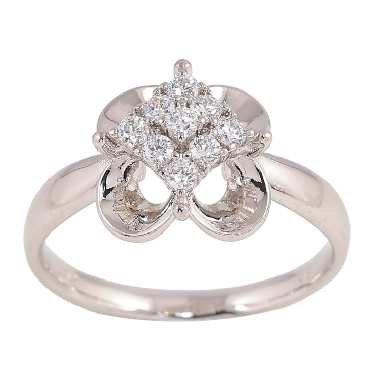 Каблучка Xuping колір Родій "Квіточка з кристалами" фото №10 Каблучка Xuping колір Родій "Квіточка з кристалами" фото №10