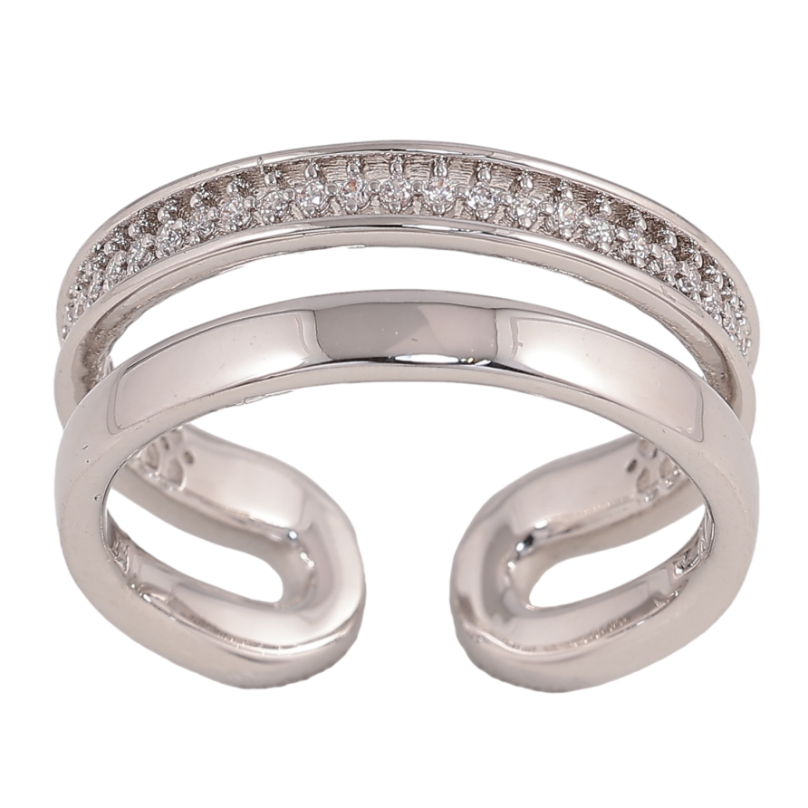 Кольцо Xuping цвет Родий "Двойная шинка с кристаллами" фото №1