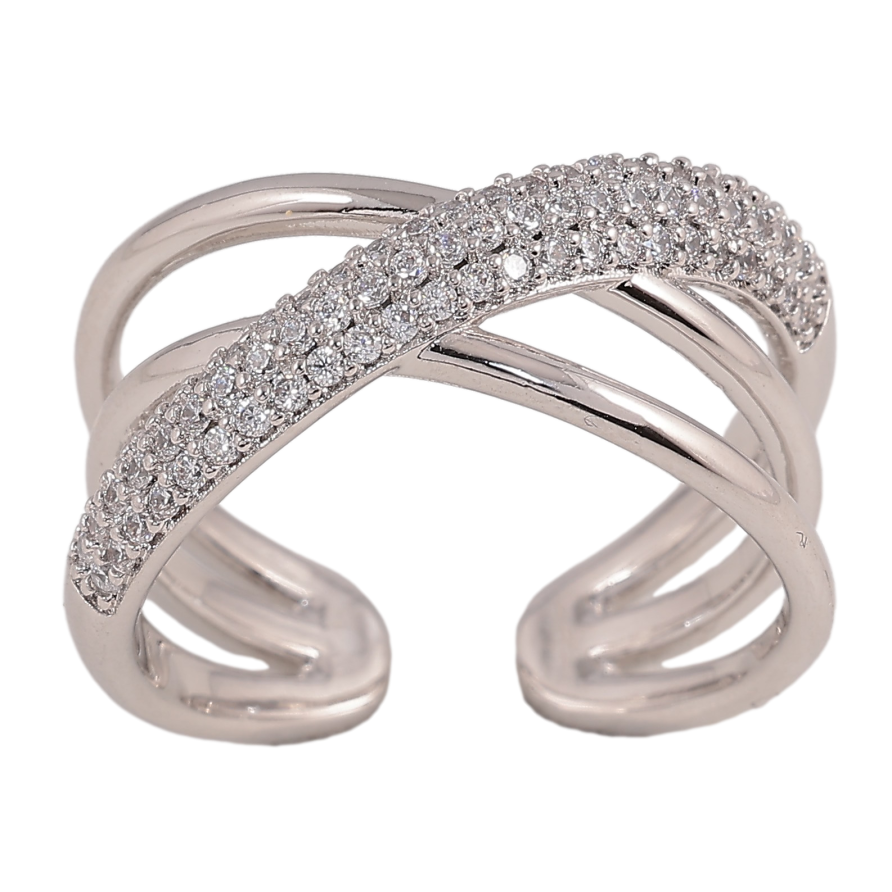 Кольцо Xuping цвет Родий "Узор с кристаллами" фото №1