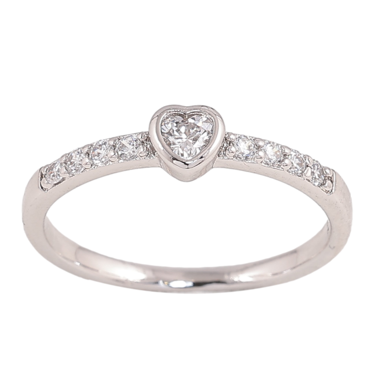 Кольцо Xuping цвет Родий "Кристальное сердечко" фото №13