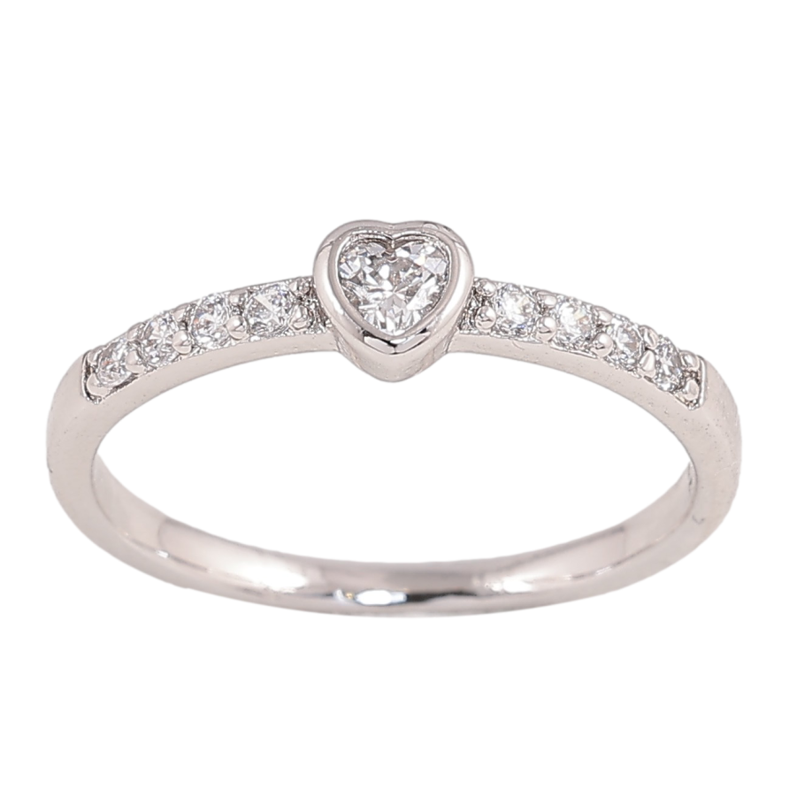 Кольцо Xuping цвет Родий "Кристальное сердечко" фото №1