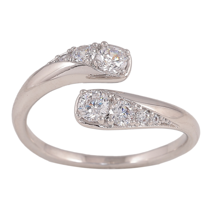 Каблучка Xuping колір Родій "Візерунок з кристалами" фото №1 Каблучка Xuping колір Родій "Візерунок з кристалами" фото №1