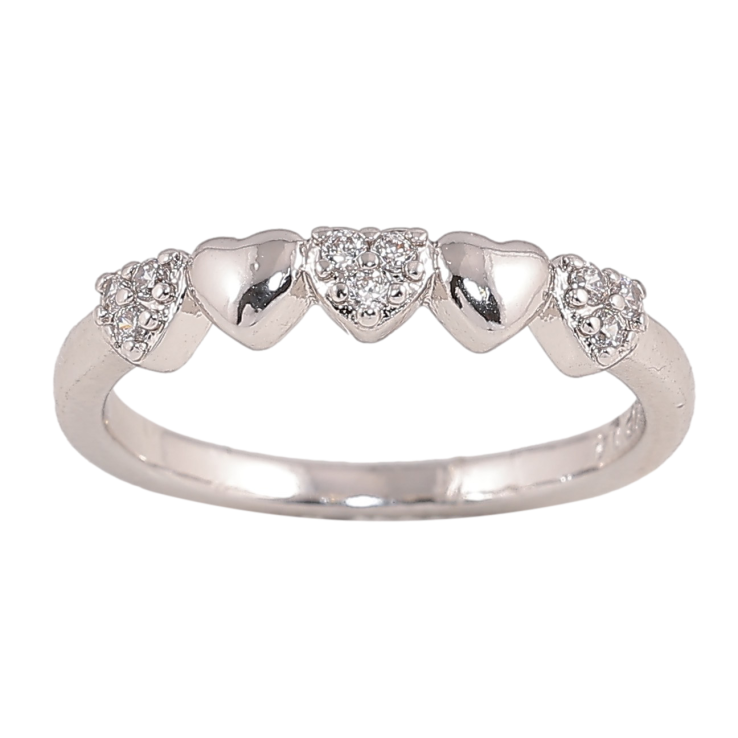 Каблучка Xuping колір Родій "Сердечка з кристалами" фото №8