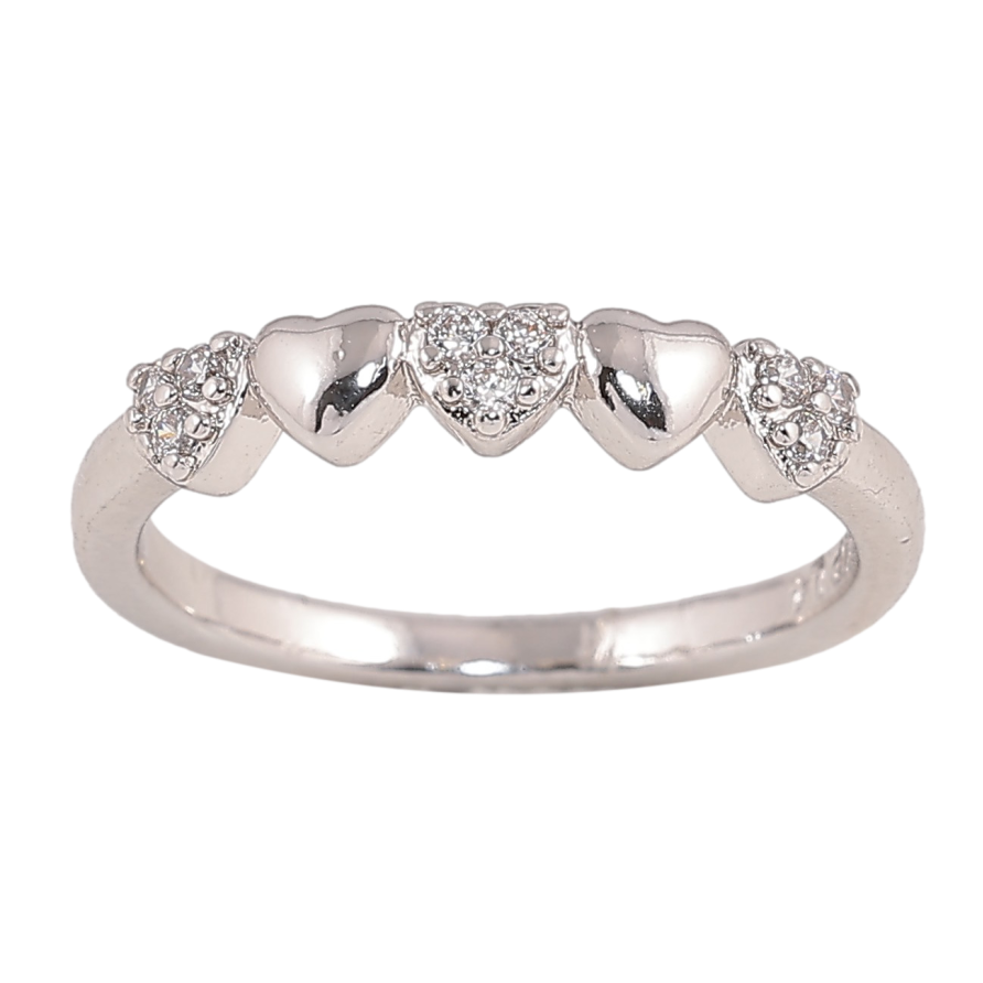 Каблучка Xuping колір Родій "Сердечка з кристалами" фото №1
