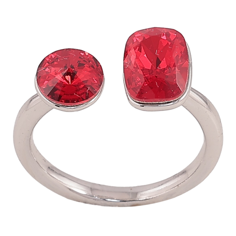 Каблучка Xuping колір Родій з кр-ми Swarovski "Два кристали Siam" фото №5 Каблучка Xuping колір Родій з кр-ми Swarovski "Два кристали Siam" фото №5