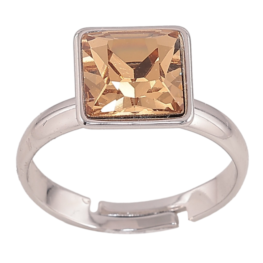 Кольцо Xuping цвет Родий с кр-ми Swarovski "Кристалл Topaz" 10х10мм фото №1