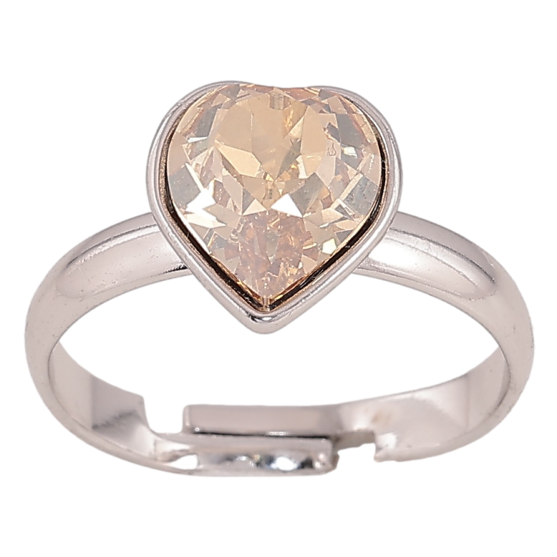 Кольцо Xuping цвет Родий с кр-ми Swarovski "Кристальное сердце Golden Shadow" фото №8