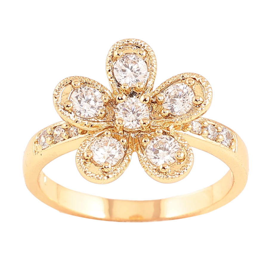 Каблучка Xuping колір позолота 18K квітка з кристалами фото №1