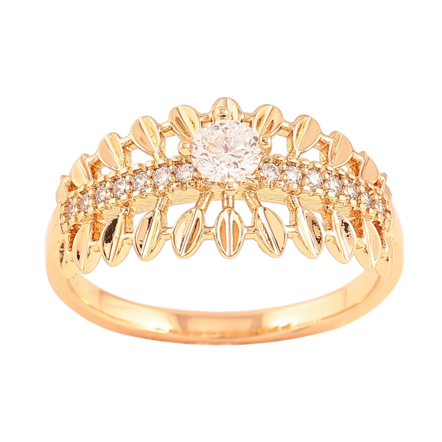 Каблучка Xuping колір позолота 18K візерунок з кристалами фото №1