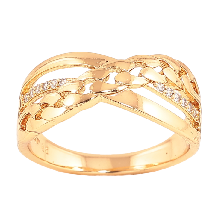 Каблучка Xuping колір позолота 18K візерунок ланцюжок з кристалами фото №3