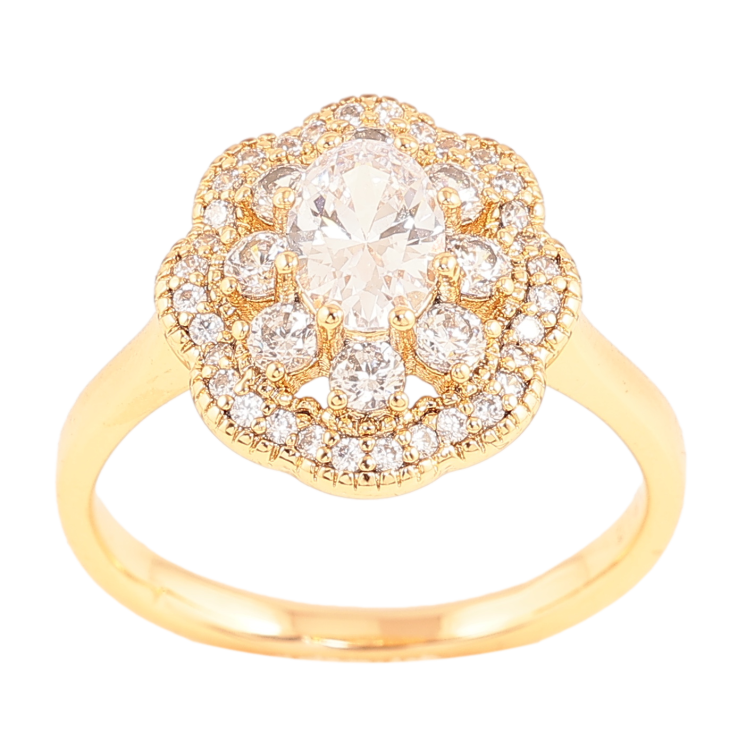 Кольцо Xuping цвет позолота 18K узор цветок с кристаллами фото №25