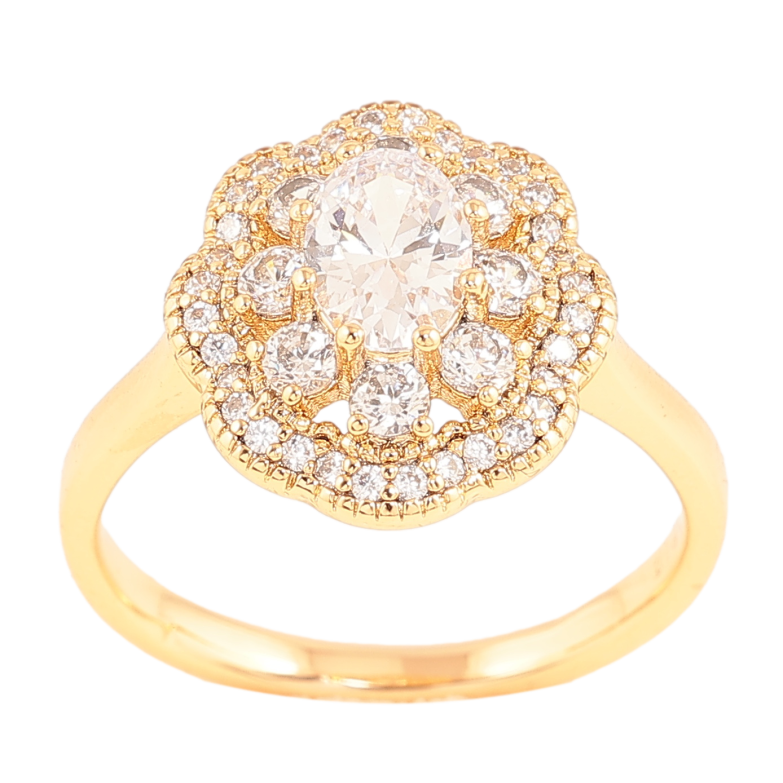 Кольцо Xuping цвет позолота 18K узор цветок с кристаллами фото №2