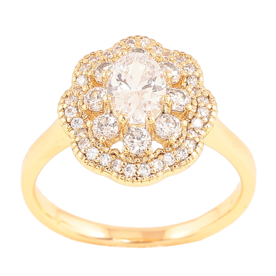 Кольцо Xuping цвет позолота 18K узор цветок с кристаллами фото №1