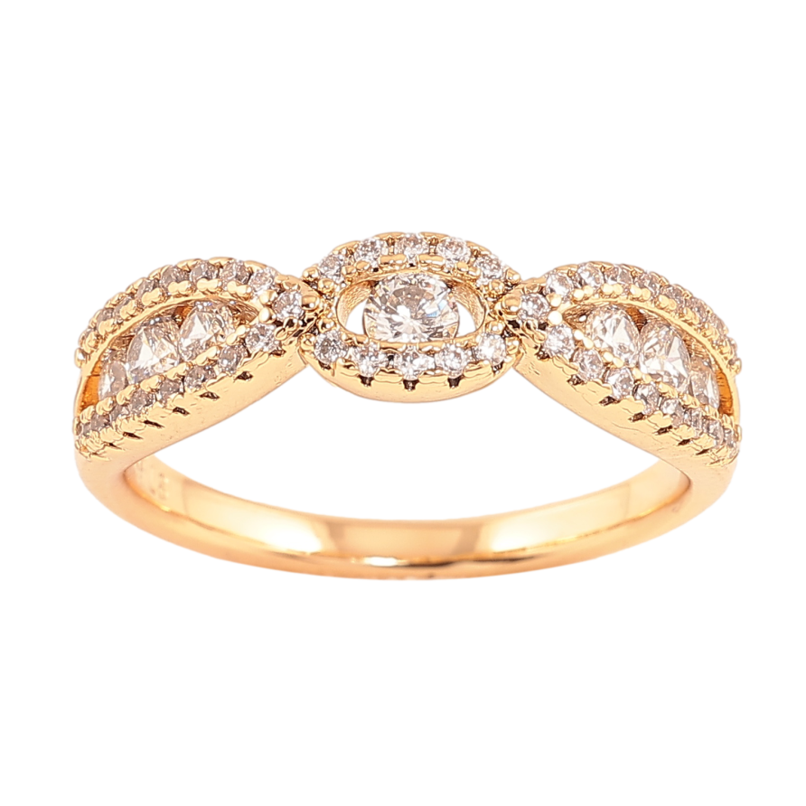 Каблучка Xuping колір позолота 18K візерунок з кристалами фото №1