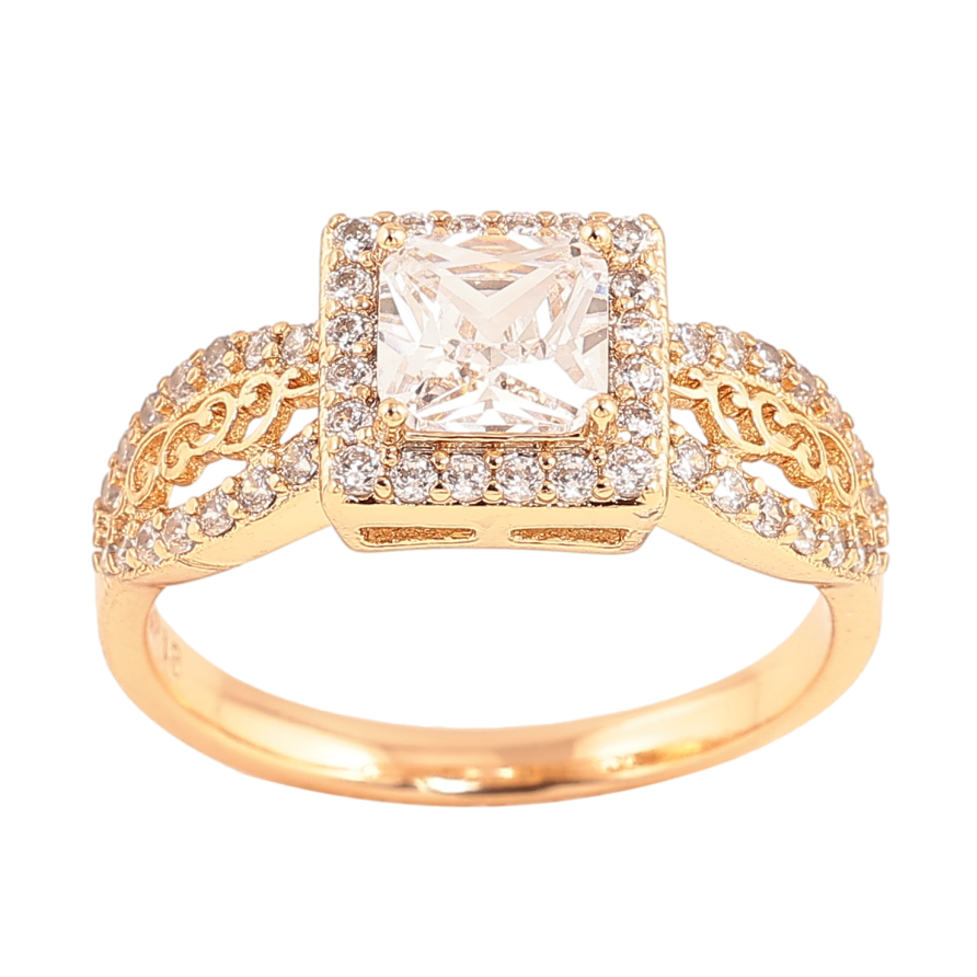 Кольцо Xuping цвет позолота 18K узор с кристаллами фото №1