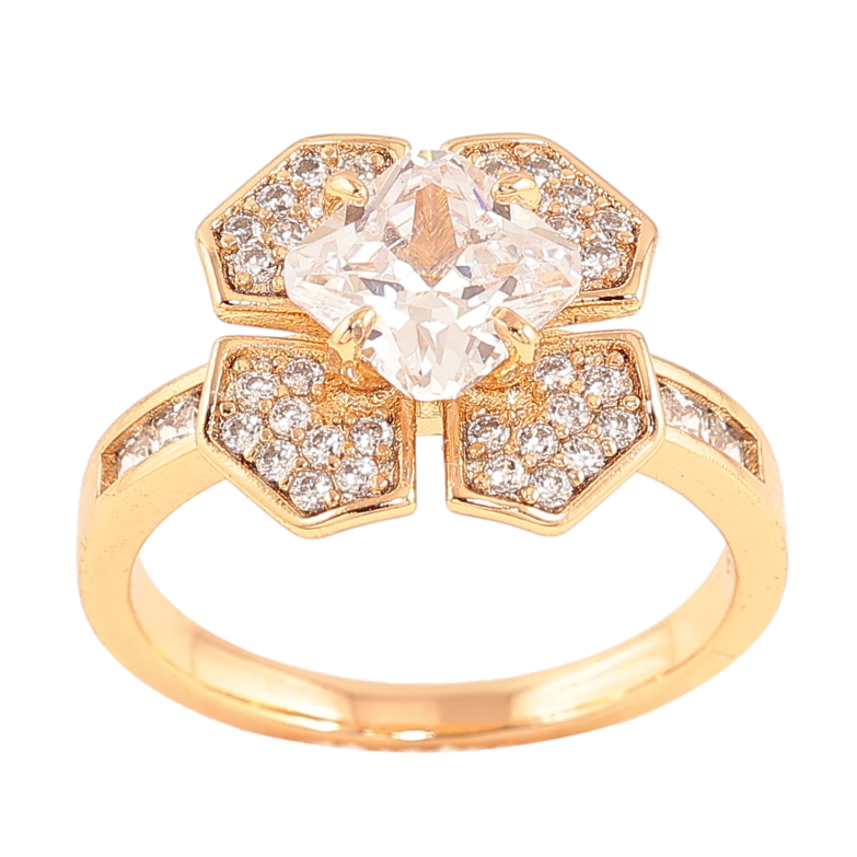 Каблучка Xuping колір позолота 18K квітка з кристалами фото №1